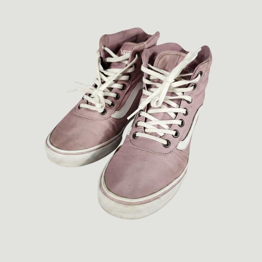Vans Sk8 Mid Top Sneakers Women's Sz 9 Pink Lavander Canvas Lace Up Casual Shoes
